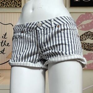 Aeropostale Pinstripe Y2K Low Rise Denim Shorts